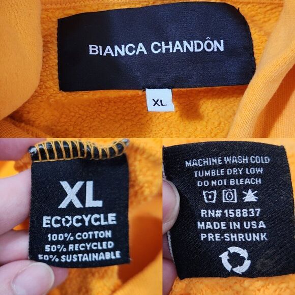 Bianca Chandon Yogi Pullover Hoodie Size XL Orange stars - Picture 13 of 16